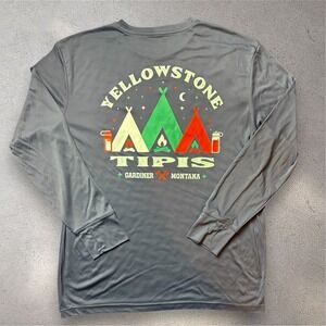 The Duck Company Yellowstone Tipis‎ Montana Navy Blue UPF 50 Sun Shirt Mens M